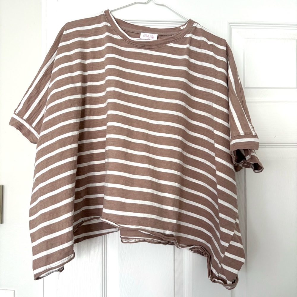 Pink Lily Latte Striped Tee